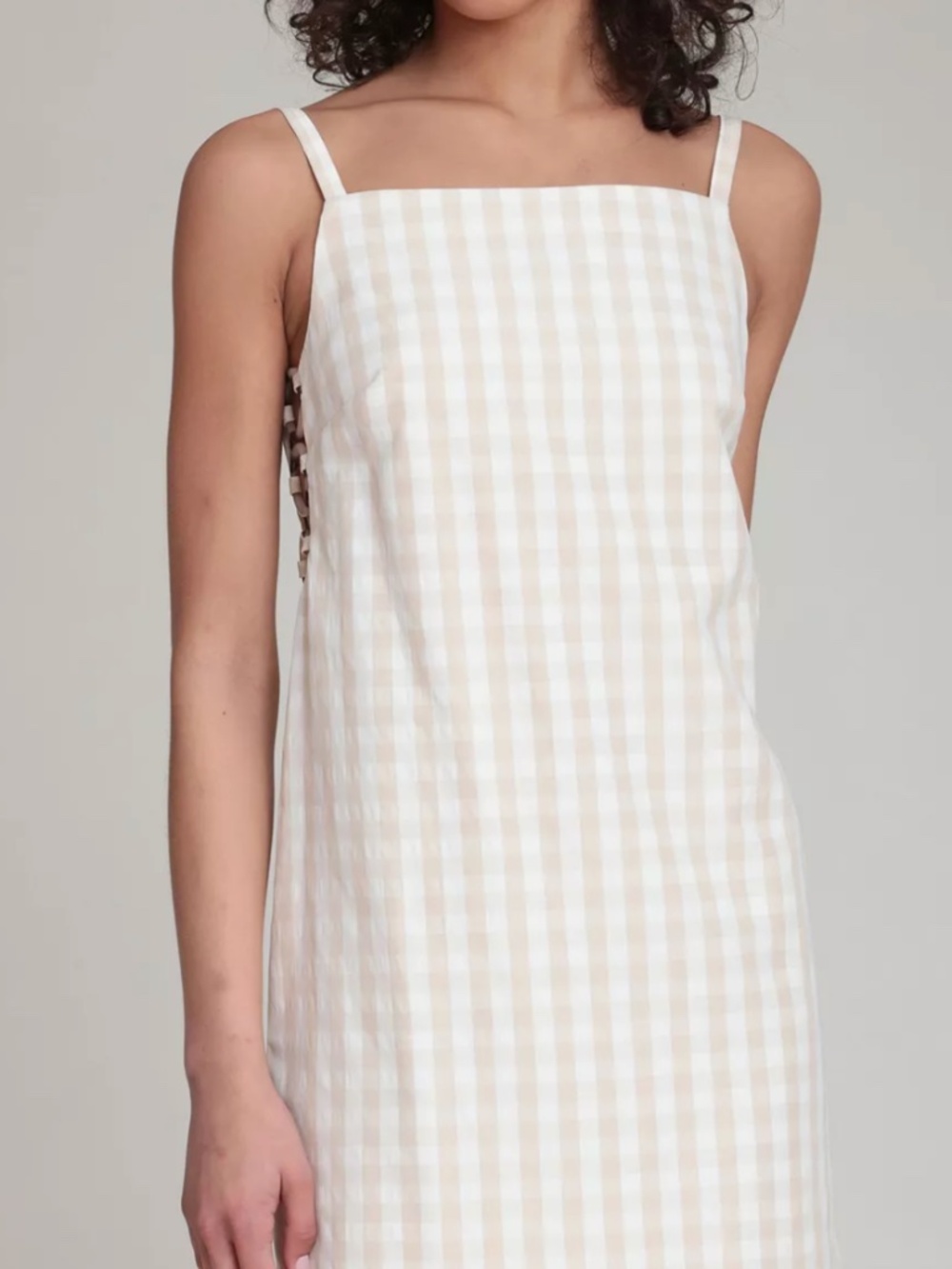 Gingham Square-Neck Mini Dress